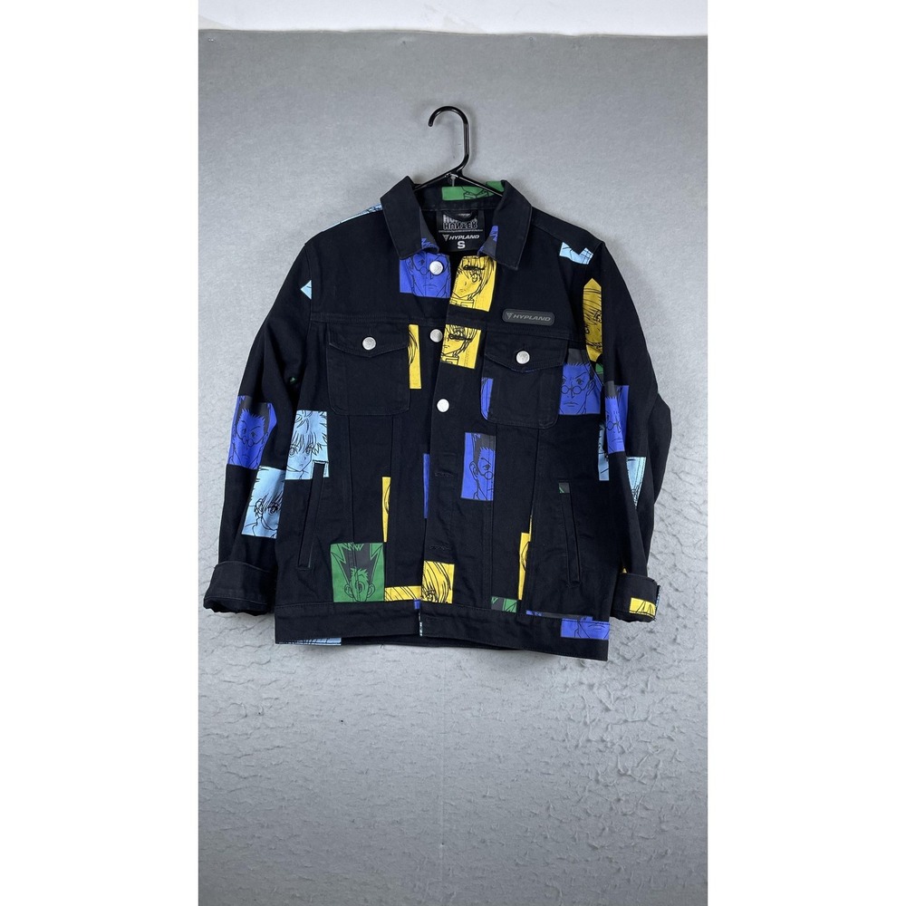 Hypland Hunter X Hunter Jacket Mens Small Black Denim Anime‎ Bomber Graphic